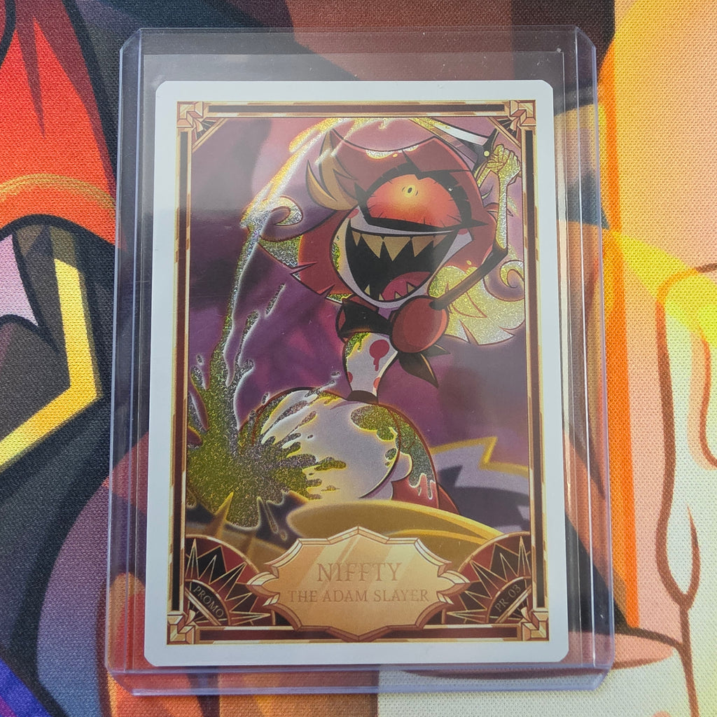 Official Hazbin Hotel Trading Card Niffty The Adam Slayer Foil Promo